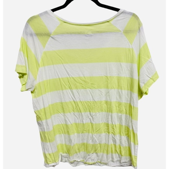 JCPenney Neon Yellow White Striped Short Sleeve Shirt Plus Size 1X - Picture 3 of 5